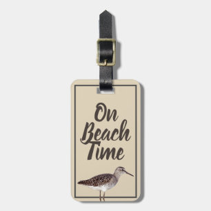 On beach Time Sandpiper Bird & Name in Script Gepäckanhänger