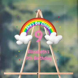 On Cloud 9! Rainbow Birthday Acrylschild