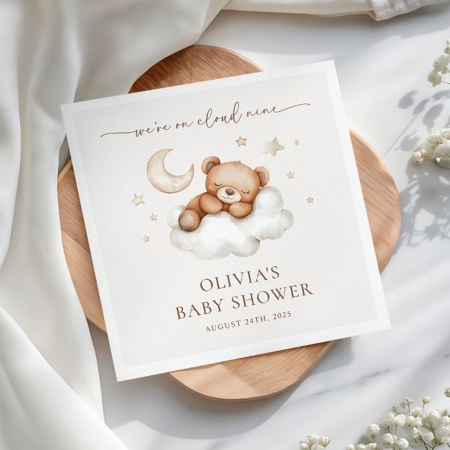 On Cloud Nine Neutral Teddy Bear Baby Shower  Serviette (Von Creator hochgeladen)