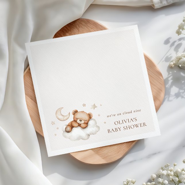 On Cloud Nine Neutral Teddy Bear Baby Shower  Serviette (Von Creator hochgeladen)