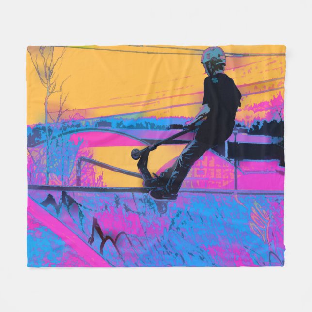 On Edge - Stunt Scooter Artwork Fleecedecke (Vorderseite (Horizontal))