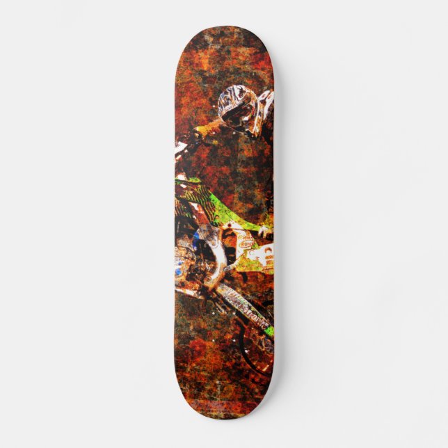 "On Fire" Freestyle Motocross Rider Skateboard (Vorderseite)