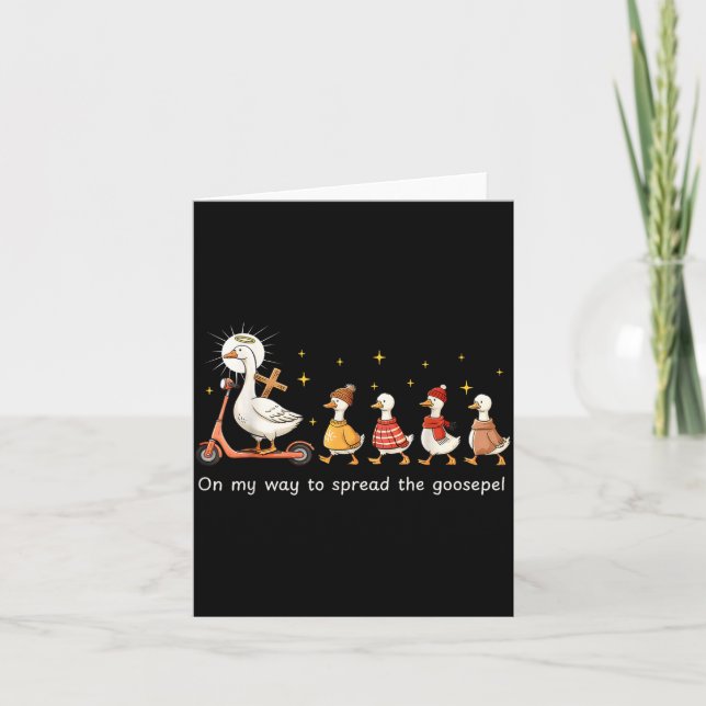 On My Way To Spread The Gospel Funny Goose Christi Karte (Vorderseite)