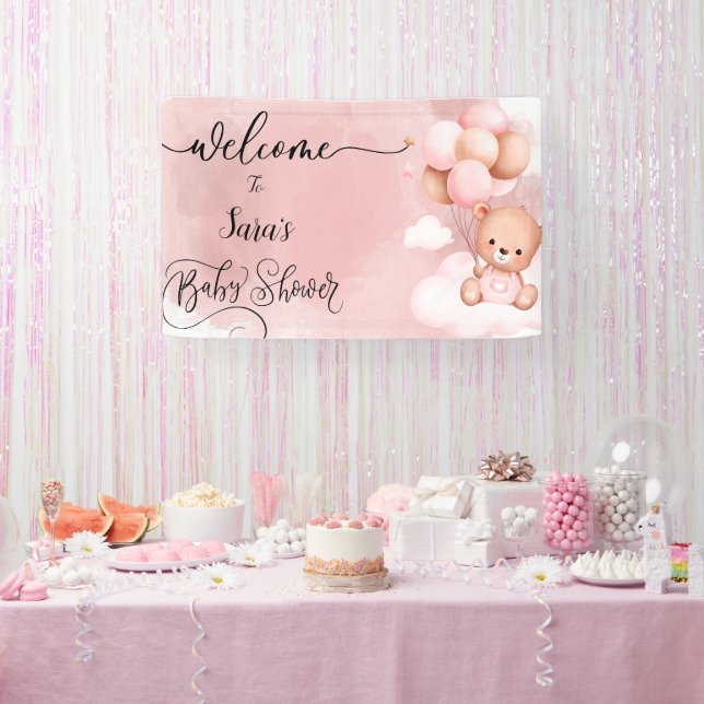 On peut attendre la bannière Baby shower fille (Fête)