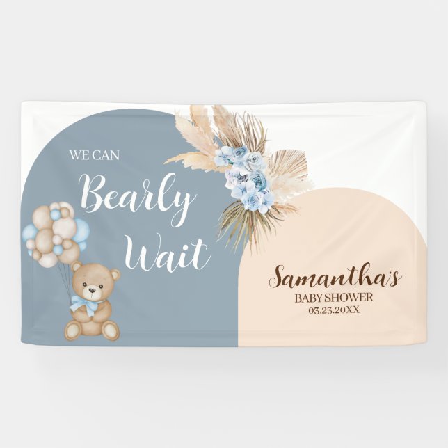 On peut attendre la bannière Baby shower garçon (Horizontal)