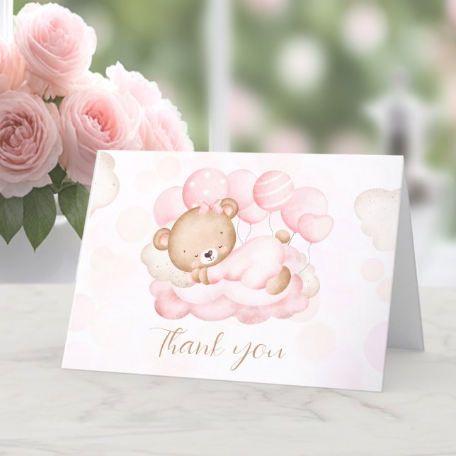 On peut attendre le Carte de remerciements Baby sh (We Can Bearly Wait Girl Baby shower Thank You Card)