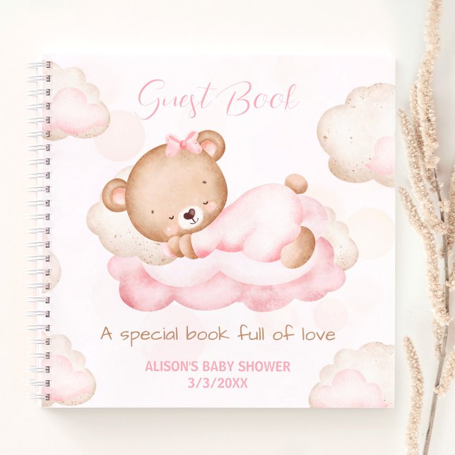 On peut attendre le livre d'invité Baby shower fil (We Can Bearly Wait Girl Baby shower Guest Book, Boook full of love :))