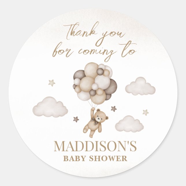 On Peut Attendre Un Sticker Rond Baby shower (Devant)