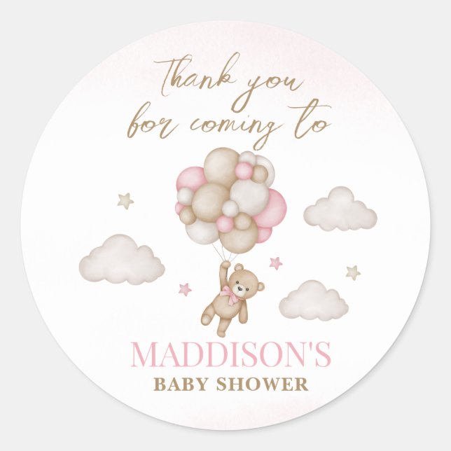 On Peut Attendre Un Sticker Rond Baby shower (Devant)