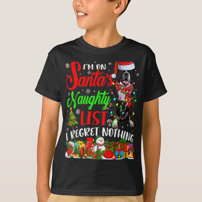 On Santas Naughty List Xmas Boxer T Shirt  (Vorderseite)