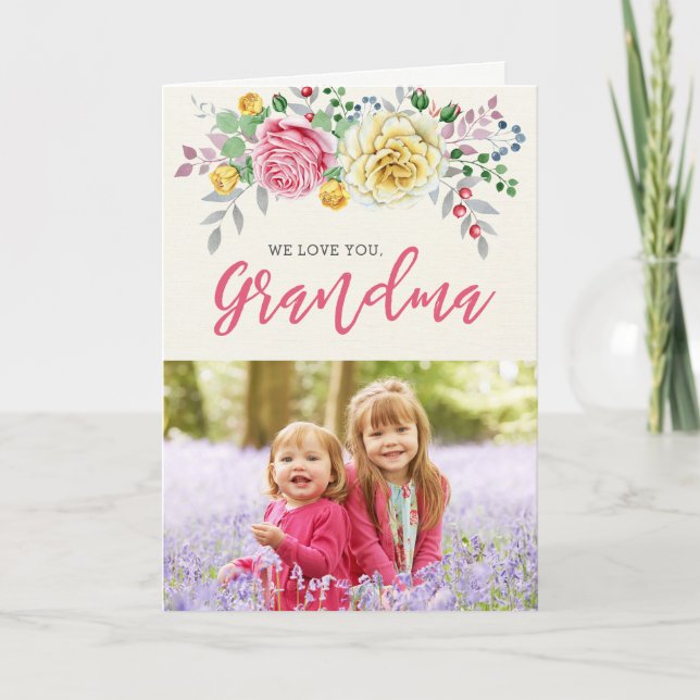 On T'Aime, Grand-Mère | Carte de voeux photo (Devant)