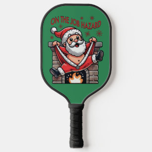 On-the-Job-Hazard Weihnachtsmann in Flammen Pickleball Schläger