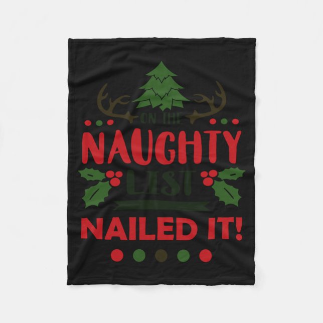 On The Naughty List Nailed It Christmas  Fleecedecke (Vorderseite)