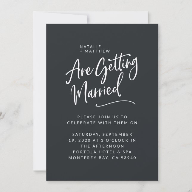 On va se marier faire-part de mariage de script (Devant)