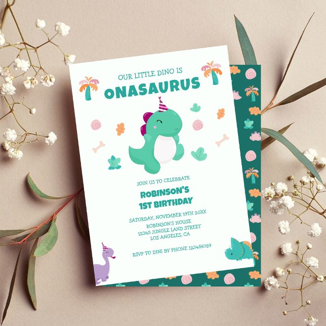 Onasaurus Little Dinosaur 1. Geburtstag Einladung (Von Creator hochgeladen)