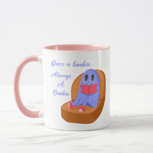 Once a Bookie Always a Bookie Cute Ghost Reading Tasse (Links)