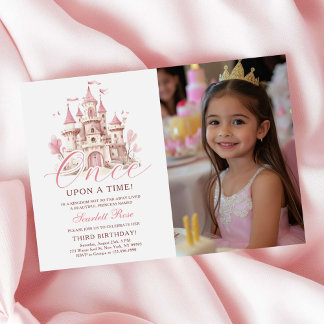 Once Upon a Time Princess Castle Birthday Photo Einladung