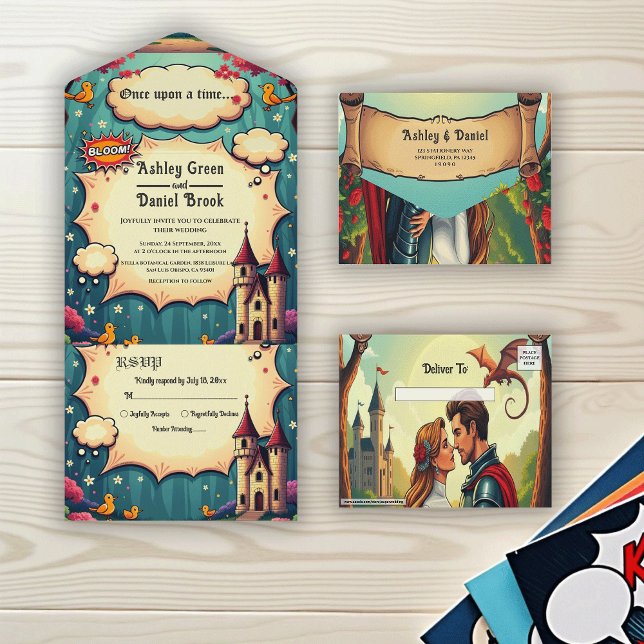 Once Upon A Time Woodland Castle Fairytale Wedding All In One Einladung (Von Creator hochgeladen)