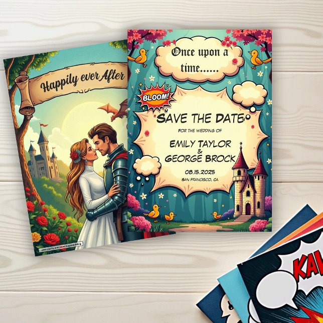 Once Upon A Time Woodland Castle Fairytale Wedding Save The Date (Von Creator hochgeladen)