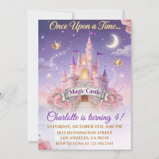 Once Upon Time Girl Princess Magic Castle Birthday Einladung