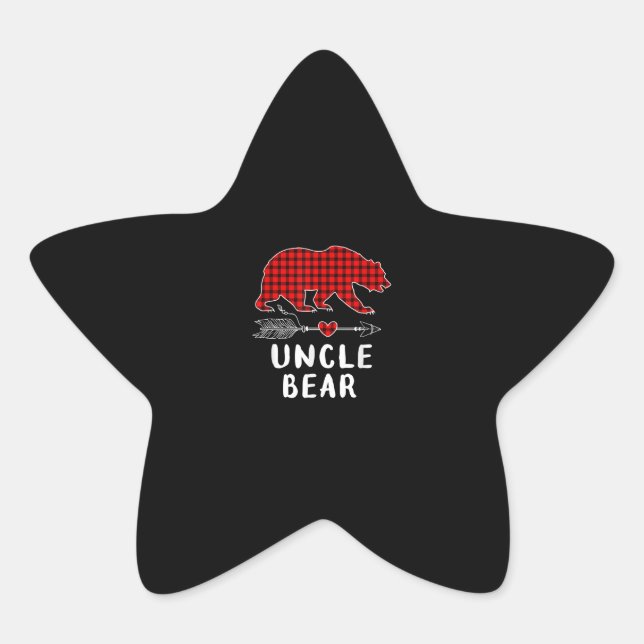 Oncle Bear Gift | Bear Lover Red Theme Geschenke Stern-Aufkleber (Vorderseite)