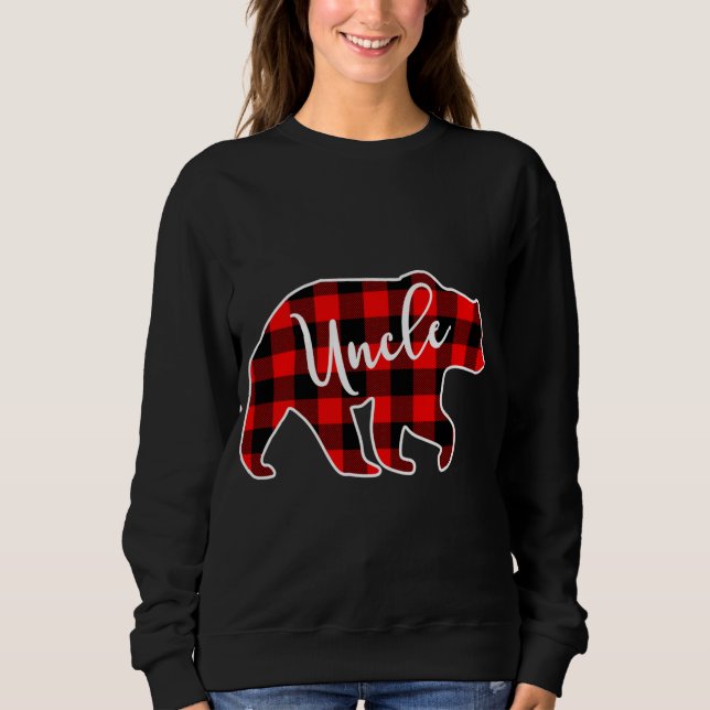 Oncle Bear Red Kariert Matching Family Christmas Sweatshirt (Vorderseite)
