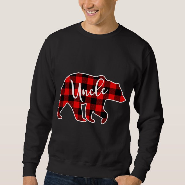 Oncle Bear Red Kariert Matching Family Christmas Sweatshirt (Vorderseite)