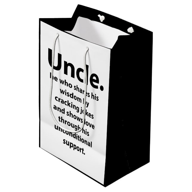 Oncle Birthday Inspiration Funny Mittlere Geschenktüte (Vorderseite Schrägansicht)