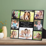 Oncle Foto Collage Black Fotoplatte<br><div class="desc">Geben Sie dem besten Onkel der Welt eine maßgeschneiderte Collage-Plakette mit 8 Fotos seiner Nichten und Neffen, ihren Namen und "World's Best Opa" in eleganter weißer Typografie.</div>