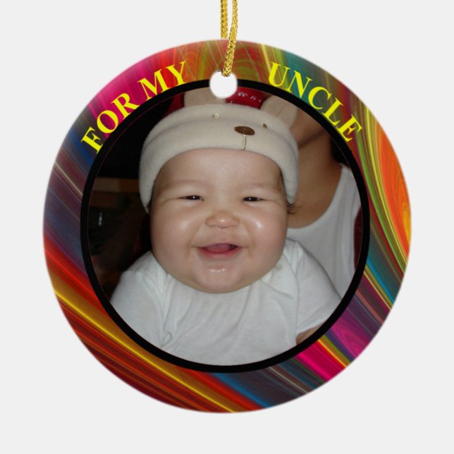 Oncle photo cadeau étiquette et ornement (Devant)