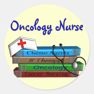 Oncolgoy Nurse "Books" Design Runder Aufkleber