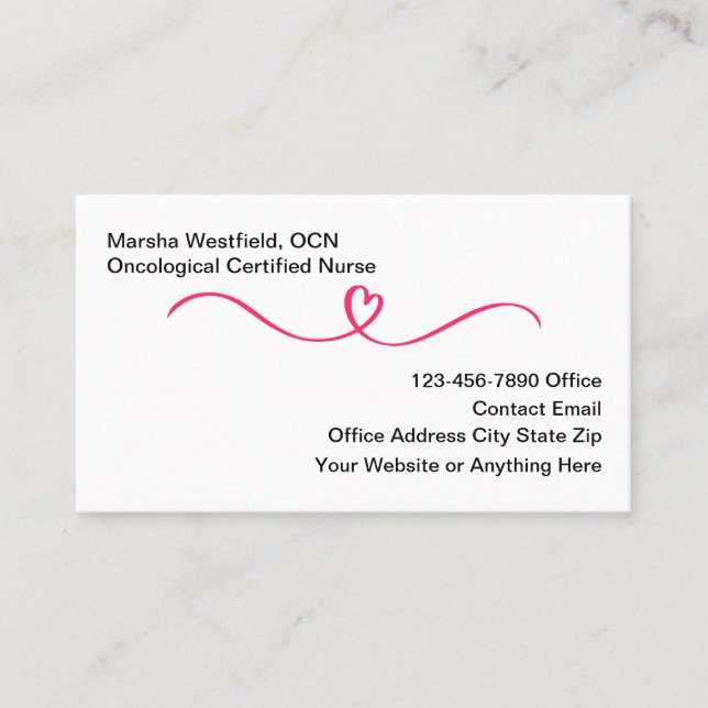 Oncological Certified Nurse Business Cards Visitenkarte (Vorderseite)