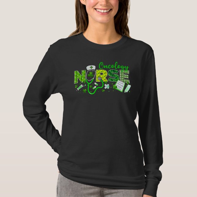 Oncology Nurse St Patricks Day Liebe Stethoscope R T-Shirt (Vorderseite)