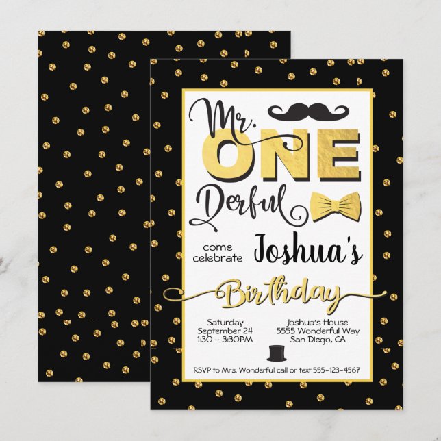 Onderful 1st Birthday Party Einladung (Vorne/Hinten)