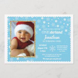 Onderland Winter Blue Snowflakes Foto Wonderland Einladung