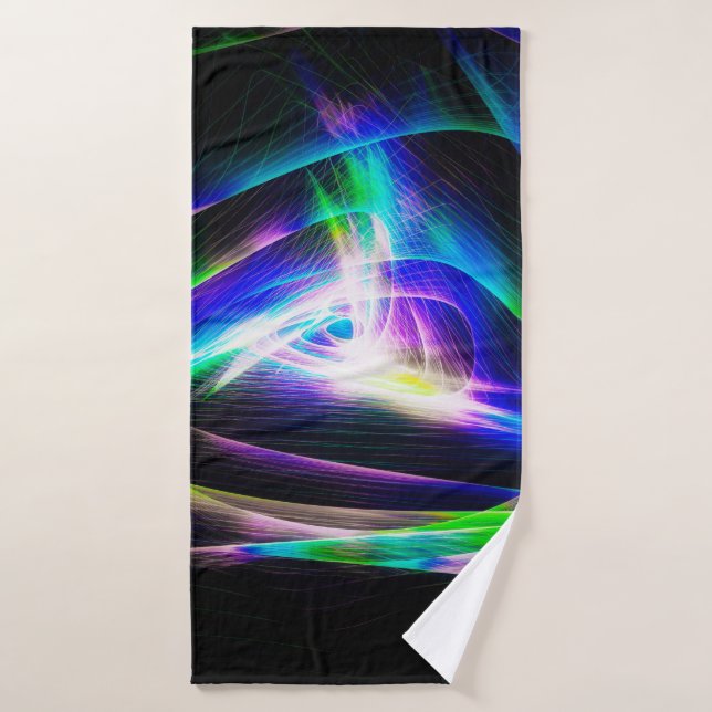 ondes lumineuses Abstraites et fond noir abstrait (Serviette de bain)