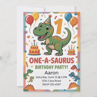 One-A-Saurus 1. Geburtstag | Grüner Dinosaurier Einladung