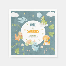One-A-Saurus Dinosaur 1st Birthday Party Serviette