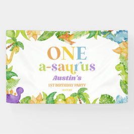 One A-Saurus Dinosaur 1st First Birthday Party Banner