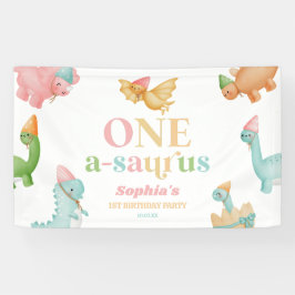 One A-Saurus Dinosaur 1st First Birthday Party Banner