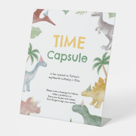 One A Saurus Dinosaur Boy Birthday Time Capsule Sockelschild