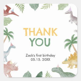 One A Saurus Dinosaur Boy Square Quadratischer Aufkleber