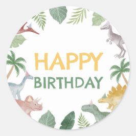 One A Saurus Dinosaur Boy Square Runder Aufkleber