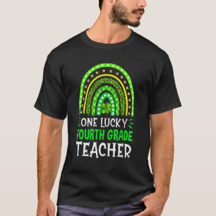 One Awesome Luck 4th Grade Teacher Rainbow St Patt T-Shirt