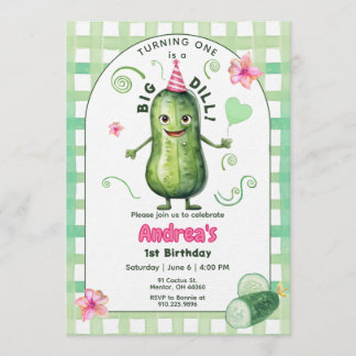 One Big Dill Pickle First Birthday Pink Einladung