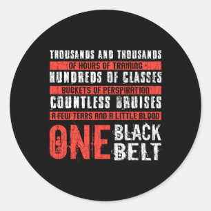 One Black Belt Funny Martial Arts Karate Taekwondo Runder Aufkleber