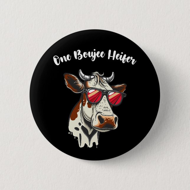 One Boujee Heifer Funny Cow Vintag Retro Button (Vorderseite)