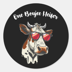 One Boujee Heifer Funny Cow Vintag Retro Runder Aufkleber