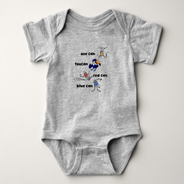 One Can Toucan Red Can Blue Can Baby Bodysuit Strampler (Vorderseite)