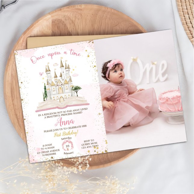 One-ce Upon A Time Princess 1st Party Photo Invita Einladung (Von Creator hochgeladen)